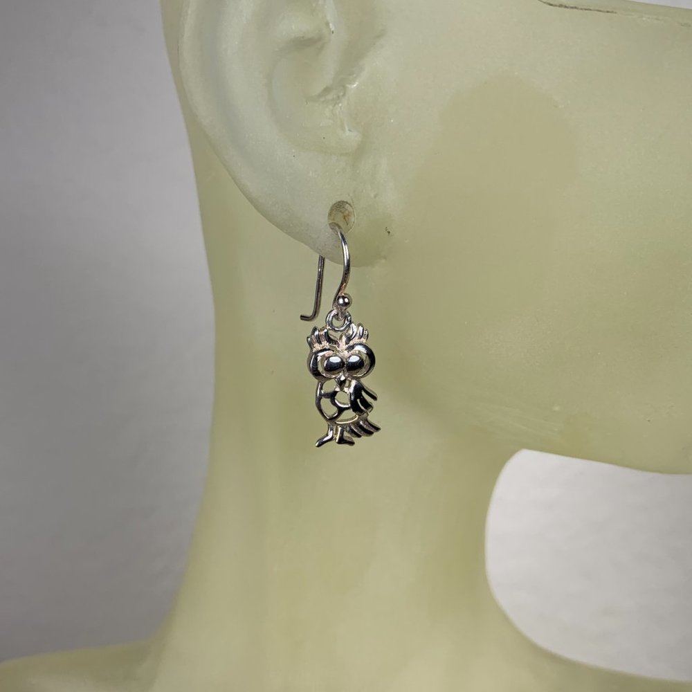NEW Real Silver (not plated) Owl Dangling Earrings
